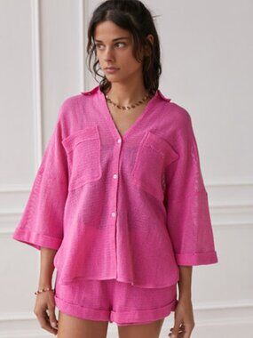 Out From Under Pink Beach Boardwalk Button-Down Shirt